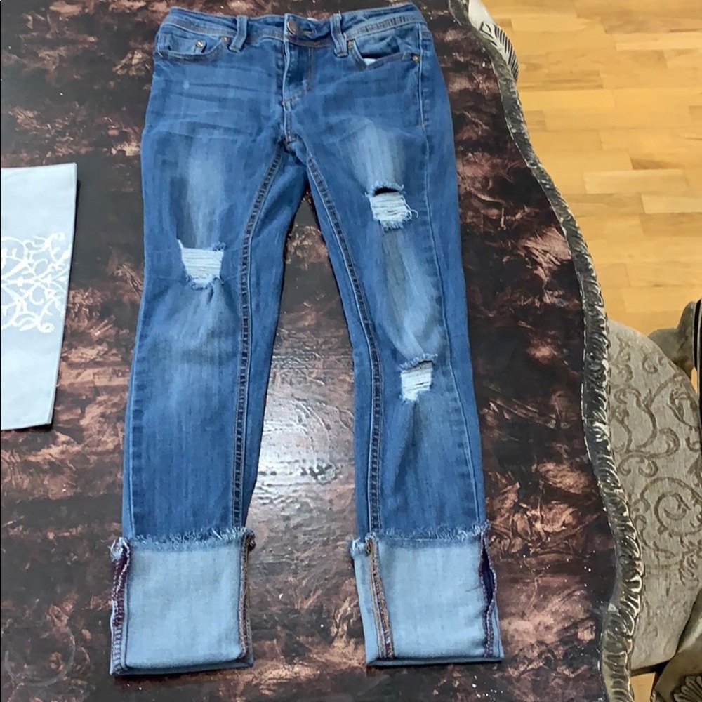 Blue ripped jeans